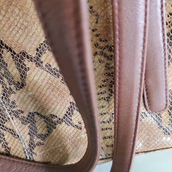 Tignanello Brown Snake Print Leather Dual Strap Shoulder Bag - Picture 3 of 9
